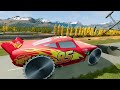 Fat Cars vs Long Mcqueen with Big & Small: Mcqueen vs Spinner Wheels with Train - BeamNG.drive