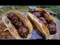 Big Beef Balls Sandwich prepared and cooked in the forest (ASMR, CAMPFIRE, CAMPING)