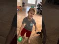 Dylan’s kicking the ball in the house. Second video. Please like his video.