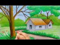 How to draw landscape with oil pastel step by step (very simple & easy)