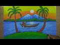 How to draw a easy scenery | Easy river with boat scenery step by step