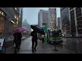 【4K】Vancouver City Christmas Walk on A Rainy Day, Travel Canada 2023 in Winter, Binaural City Sounds