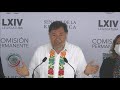 Conferencia del Grupo Parlamentario del PT, encabezada por el legislador Fernández Noroña