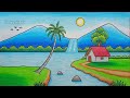 How to Draw a Mountain River Scenery | Drawing Scenery for Beginners