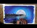 How To Paint Moonlight On Water | Moon Acrylic Painting