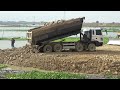 Incredible Powerful Dump Truck Unloading Dirt and SHANTUI DH17c2 moving Dirt the Best at Work