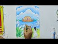 How to Draw Durga Puja Special Scenery | Easy Scenery of Durga Puja | Festival Scenery Drawing