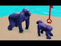 Long Slide Game With Elephant Gorilla Buffalo Hippopotamus Tiger - 3d Animal Game - Funny 3d Animals