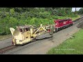 Train Plowing Dirt and Grading Work - Rare Track work equipment along the Withrow Sub-