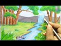 How to draw  scenery of rainforest  step by step