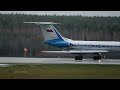 Tupolev Tu-134 saying goodbye shaking his wings and taking off as a fighter jet. Aerobatics.