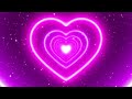 VJ Loops 2024  💗 Pink Neon Love Heart Background Tunnel with Sparkling Pink Particles Overlay 4k