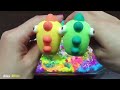 ENJOY WITH CLAY PIPING BAGS AND MANY THINGS ! Mixing random things into glossy slime !!!