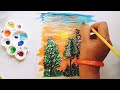 how to draw a sunset lake/ easy art/sunset printing