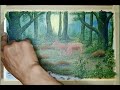 natural landscape painting// two deer looking for food.