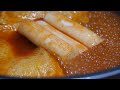 spicy rice cake with fish cake mass production factory (Tteokbokki) - korean street food