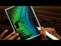 Aurora Night Drawing with Oil Pastels for beginners - step by step