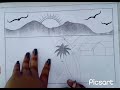 How to draw a village scenery|| pencil sunrise scenery || pencil drawing for beginners in easy way