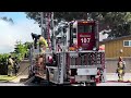 House fire Carlsbad, CA Ladder Truck Action