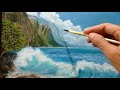 Easy way to paint big sea waves on the beach|Oil Painting|Time Lapse|MA67