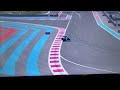 Formula 1 2021 Video Game. Fastest in AlpineF1 Team car going around Paul Ricard, France race track.