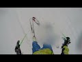 America Blackman ski on with wrong skies Powder day Gemsstock Ski resort Switzerland 02/27/2016