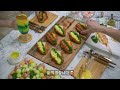 Croissant Sandwiches and Melon Salad 🥐🍈 Shrimp Skewers with Blue Mango Juice