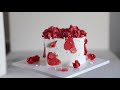 How to complete a heart cake full with red Peony/ flower piping/ Italian meringue buttercream/플라워케이크
