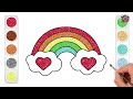 Learn How to Draw and Color a Colorful Rainbow & Clouds | Easy Drawing for Kids and Toddlers