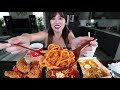 JOLLIBEE FILIPINO FAST FOOD MUKBANG 먹방 (Fried Chicken, Spaghetti, Pancit, HaloHalo, Peach Mango Pie)