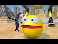 Pacman & Two-Legged Flying Robot Pacman vs Bulldozer Robot and Helicopter Robot Monsters