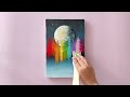 Easy Painting : colorful trees By the Moon 🌝 / Abstract Acrylic Painting #16