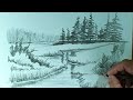 How to Draw a Landscape with pencil step by step and very easy