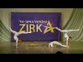 Trio of talented gymnasts at the Talent Show ZIRKA. Circus plastic sketch