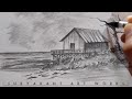 Simple Landscape drawing ||simple Pencil drawing technique ||easy pencil drawing