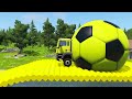 TRANSPORTING PIXAR CARS & FRUITS WITH COLORED & JOHN DEERE vs CLAAS vs TRACTORS - BeamNG.drive #962