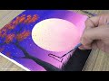 Red Tree | Full Moon | Easy Acrylic Painting for Beginners