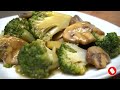 Broccoli has never been prepared so delicious! Broccoli with mushrooms in garlic sauce.