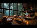 Soft Jazz Music in Cozy Attic Cabin in Rainforest Ambience 🌧️ Jazz Relaxing Music for Sleep, Unwind