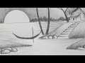 How to draw village scenery /village scene drawing❤️❤️/sunset scenery drawing with pencil