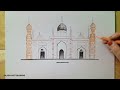 How to draw Lalbagh Fort step by step | famous building drawing ( very easy )
