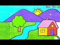 Scenery Drawing, Painting and Coloring for Kids & Toddlers | Basic Pictures #208