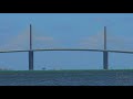 Driving across the Sunshine Skyway Bridge in Heavy Winds Southbound St. Petersburg, Florida I-275 4K