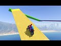 الأبطاين مو يركبون فوق التحدي الضخم المنحدر - Superheroes Moto Ride over Mega Ramp Challenge GTA 5