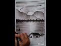 Charcoal pencil drawing ideas || how to draw a scenery drawing with pencil || pencil shading video||
