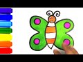 Drawing butterfly 🦋 Butterfly drawing and colouring for kids and toddler - Easy butterfly drawing