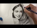 Drawing a Portrait with Charcoal Pencil Technique - Pen Eraser
