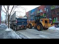 Sunset Snow Removal in Pointe-Saint-Charles Neighborhood in Montreal [4K]