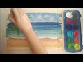 Beach Watercolor Painting For Beginners | Ocean Waves Landscape | Beach Watercolor Tutorial