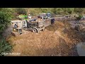 Incredible Full video!! 2day to completed 100% the pond by Komatsu & Hitachi Dozer with dump trucks